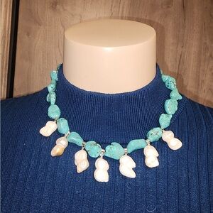 Turquoise and Freshwater Pearl Necklace